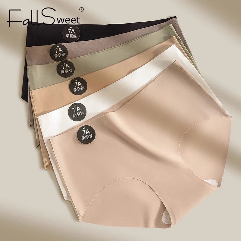 CowLost | product_id-fallsweet-4-pack-seamless-mulberry-silk-womens-briefs-m-2xl-lightweight-underwear |2