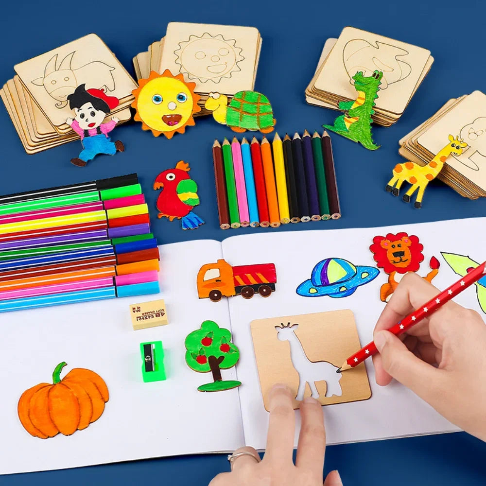 CowLost | product_id-montessori-wooden-diy-drawing-painting-stencil-toys-educational-set-10-20pcs |4