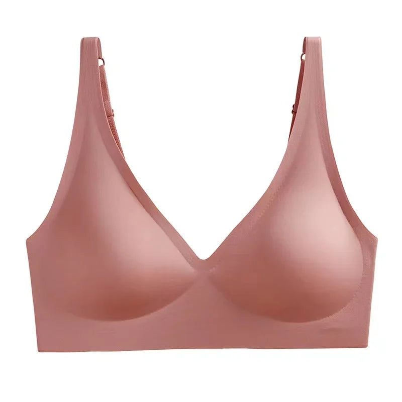 CowLost | soft-support-jelly-glue-french-deep-v-underwear-womens-no-steel-ring-small-chest-gathered-comfortable-adjustment-seamless-bra |28
