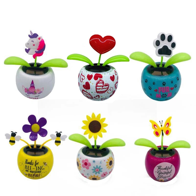 CowLost | solar-automatic-swing-solar-flower-car-ornaments |1