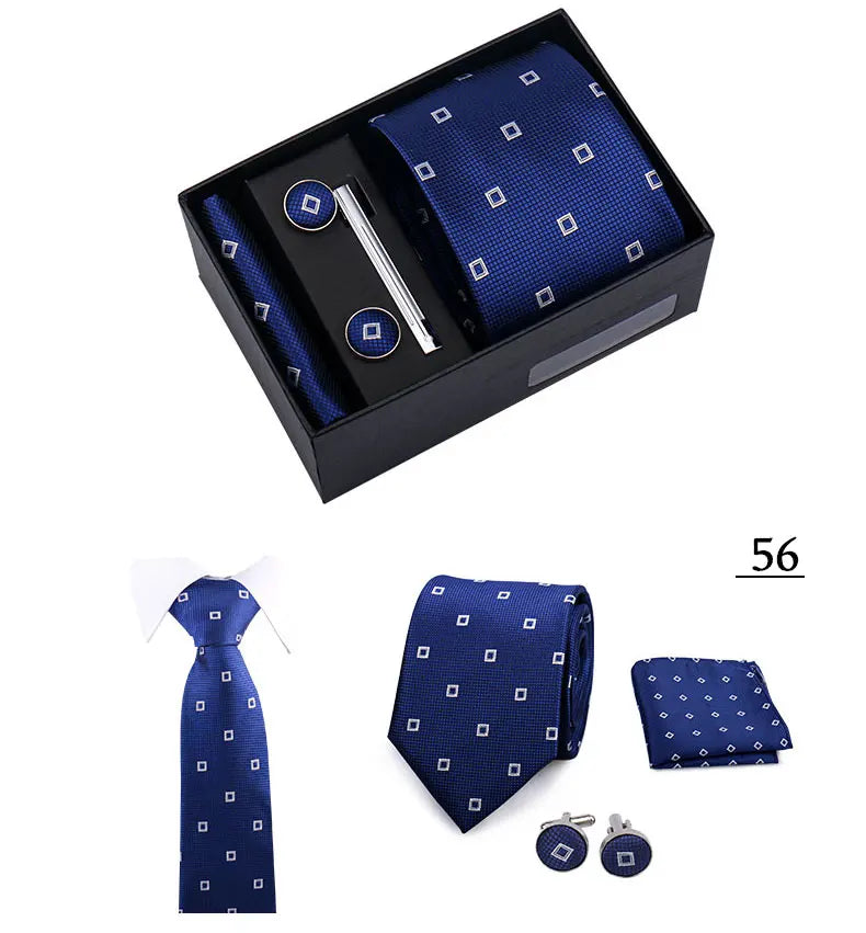 CowLost | tie-men-with-box-top-quality-business-ties-hanky-cufflink-set |30