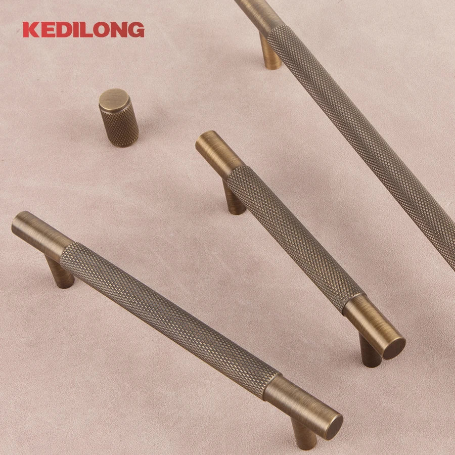 CowLost | kedlo-european-luxury-solid-brass-embossed-gold-500mm-long-handle-american-retro-antique-drawer-t-handle |3