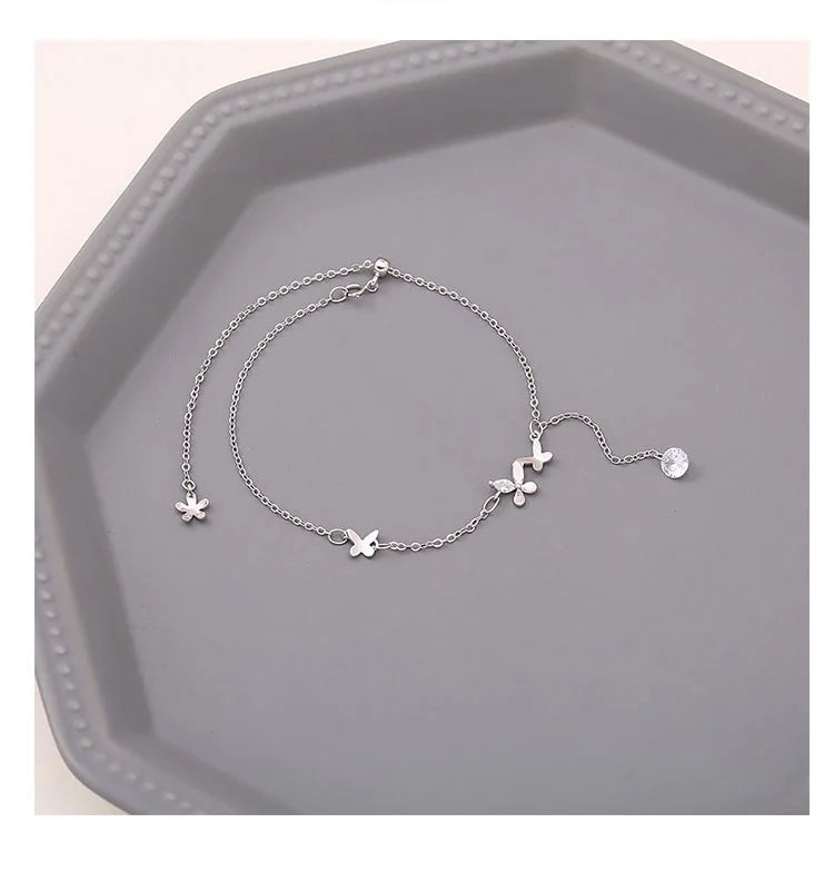 CowLost | handbags-sam-panda-925-sterling-silver-butterfly-zircon-tassel-anklet-for-women |12