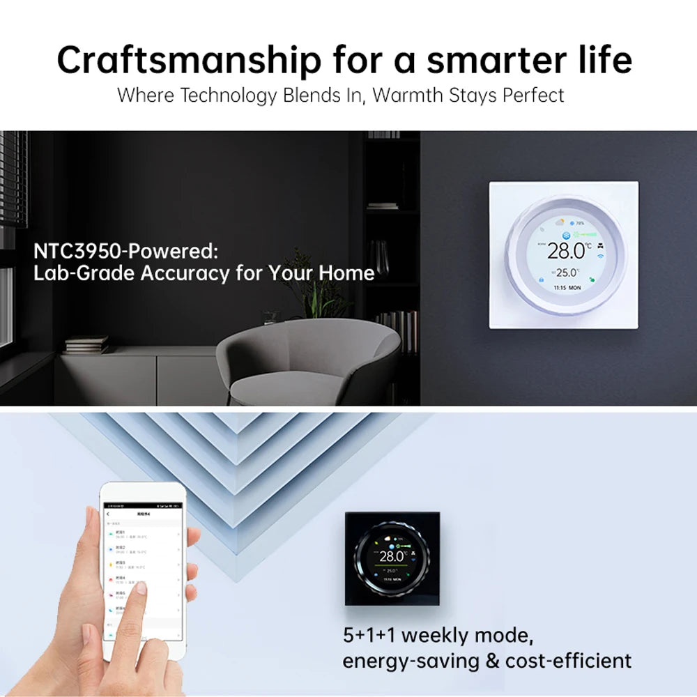 Tuya WiFi Smart BAC-2007ELW Thermostat for Fan Coil Units with Alexa & Google Assistant