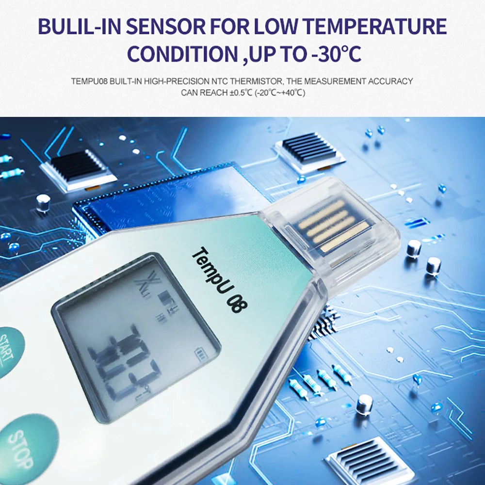 TempU08B USB Temperature & Humidity Data Logger 32000 Sets for Warehouse Storage