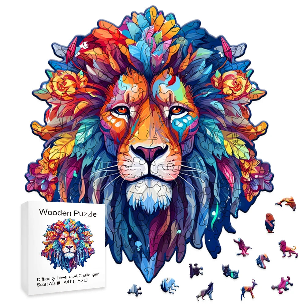 CowLost | product_id-3d-wooden-lion-puzzle-model-for-assembly-and-decompression |1
