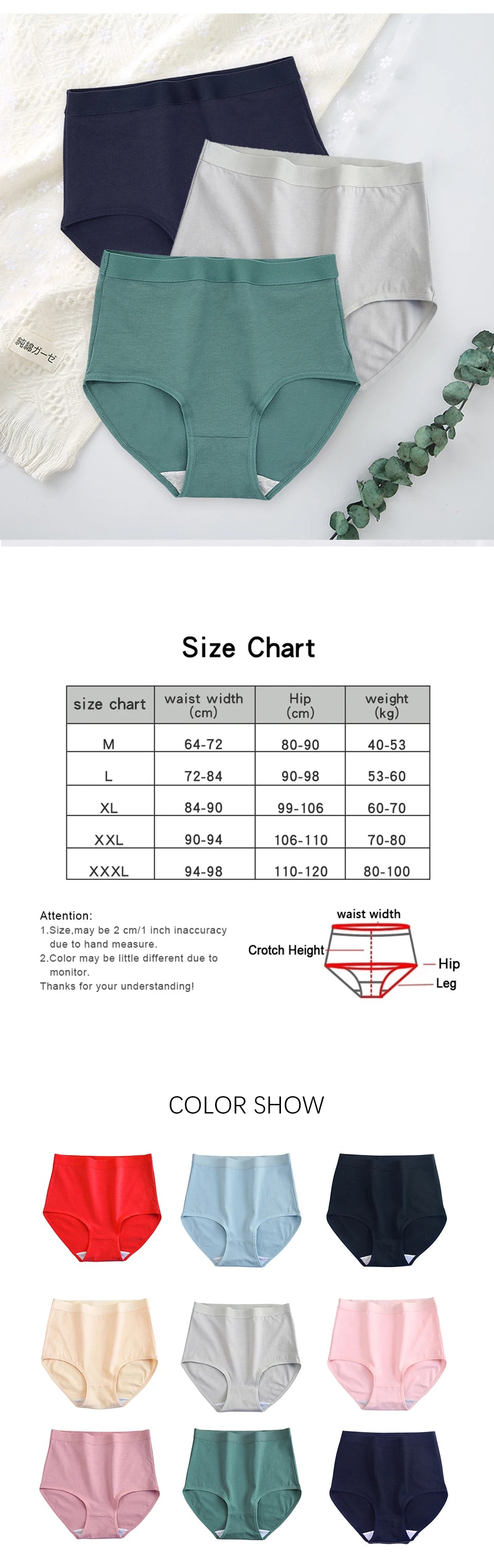CowLost | product_id-fallsweet-womens-high-waist-cotton-plus-size-briefs-5-pack-m-xxxl |7
