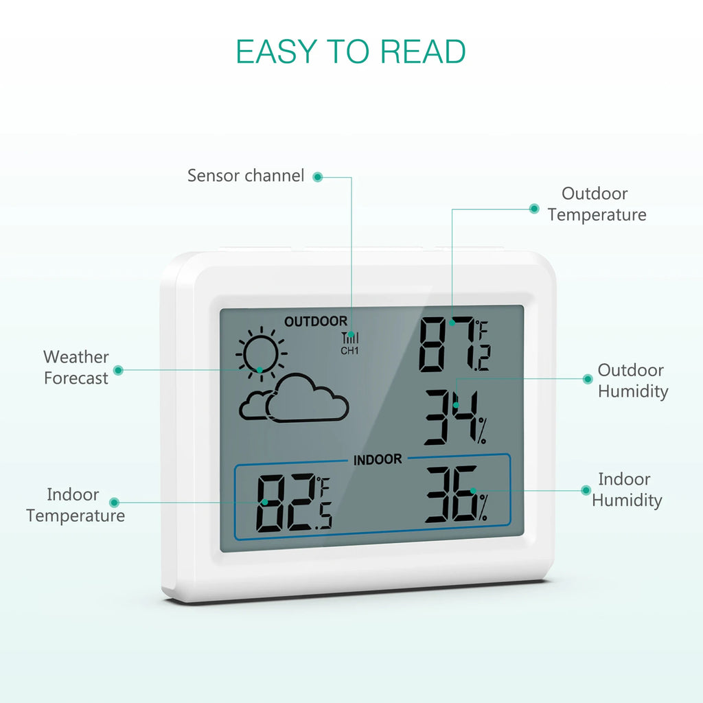 ORIA Wireless Indoor Outdoor Digital Temperature and Humidity Monitor
