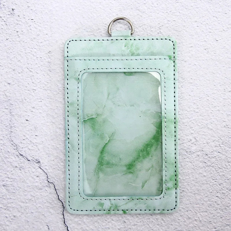 1 Pcs PU Leather Card Cover Work ID Name Badge Holder