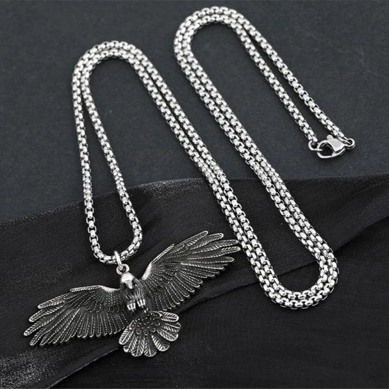 CowLost | product_id-2022-fashion-simple-compact-crow-raven-eagle-pendant-necklace-for-men-and-women |11