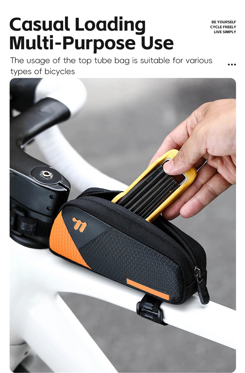 CowLost | west-biking-mini-bike-bag-0-6l-portable-bicycle-top-tube-bag-pu-waterproof-lightweight-triangle-bag-mtb-road-bike-accessories |12