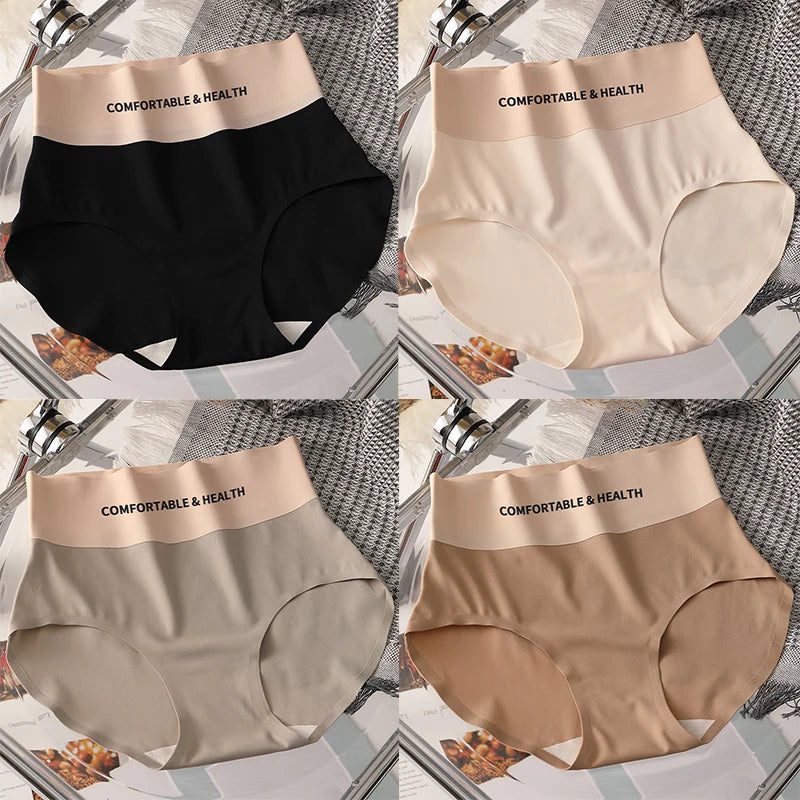 CowLost | product_id-fallsweet-4pcs-womens-seamless-high-rise-cotton-briefs-plus-size-m-xl |14