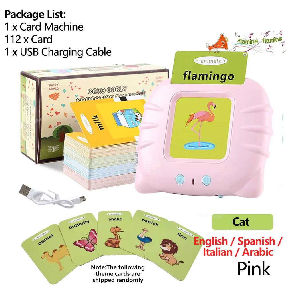 Talking Flashcards Learning Machine with Audio for Toddlers - English, Spanish, Italian, Arabic Educational Toy Gift