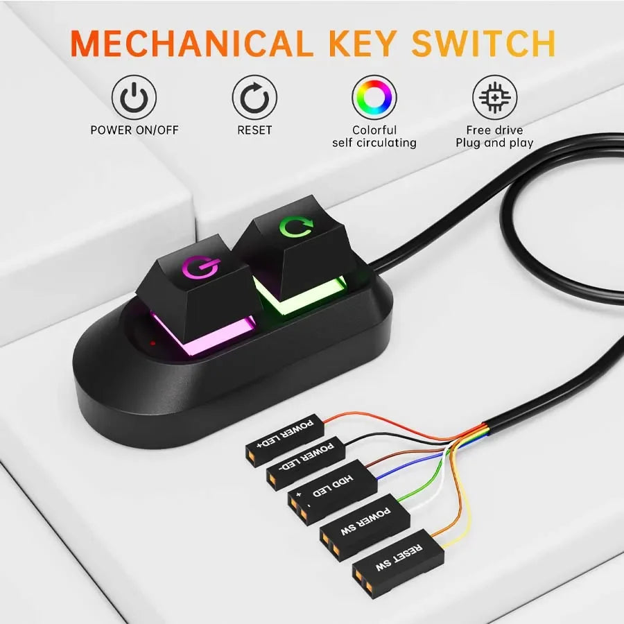 CowLost | product_id-2m-rgb-led-external-power-reset-button-extension-cable-for-pc-motherboard |1