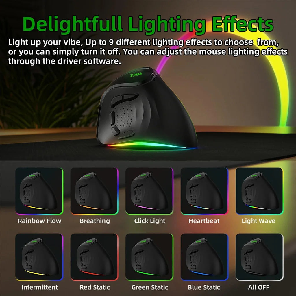 CowLost | jomaa-rgb-rechargeable-wireless-ergonomic-mouse-5-side-buttons-bluetooth-2-4g-wireless-mice-for-pc-computer-notebook-laptop |3