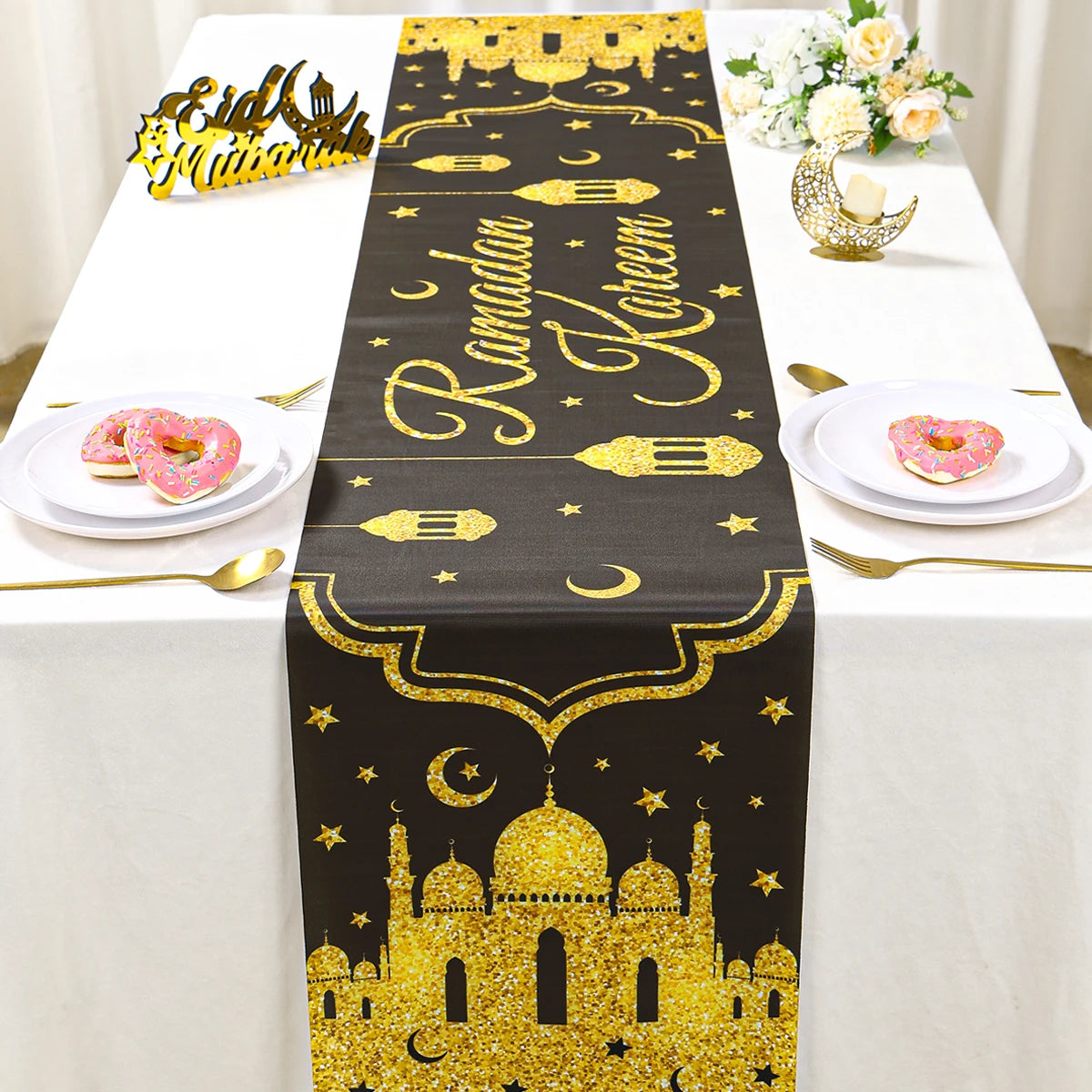 CowLost | ramadan-table-runner-eid-mubarak-decoration |6