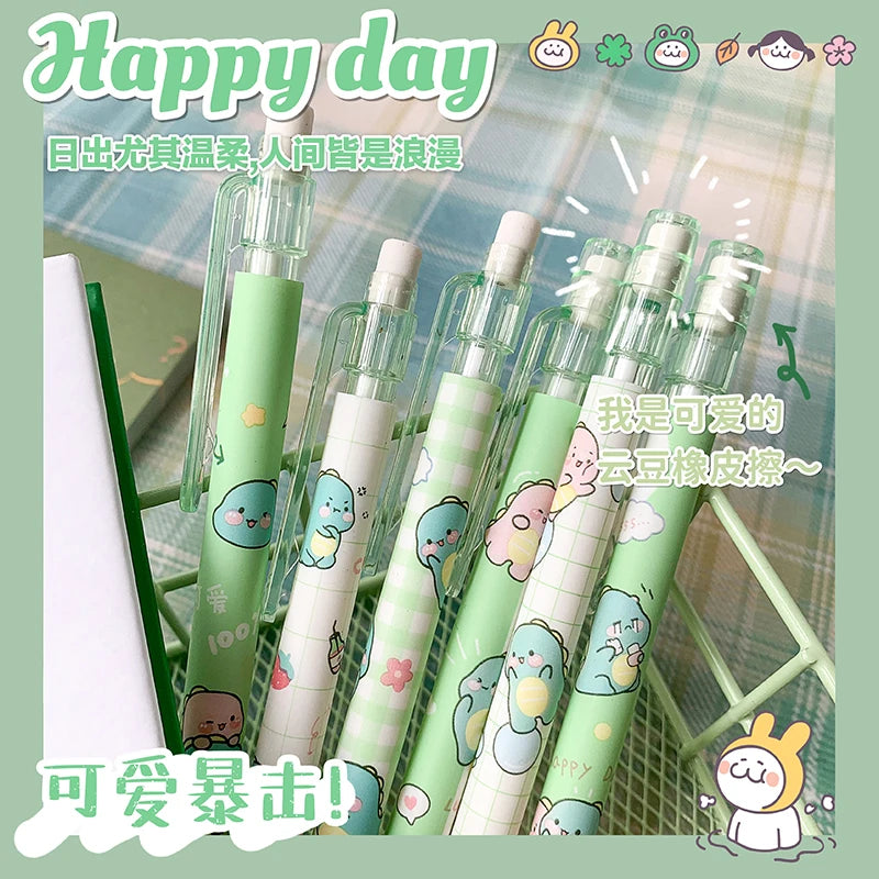 CowLost | product_id-6pcs-cartoon-kawaii-peach-dinosaur-mechanical-pencils-with-refills-set |2