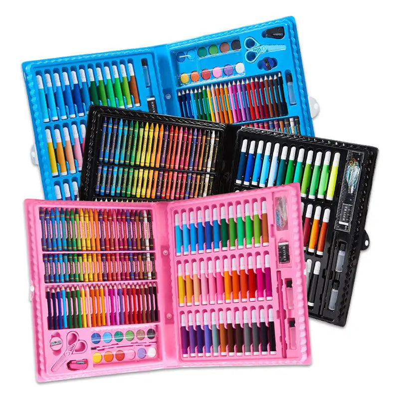 CowLost | product_id-42-208pcs-childrens-painting-brush-set-with-watercolor-pens-crayons-drawing-board-for-kids-art-supplies-gifts |3