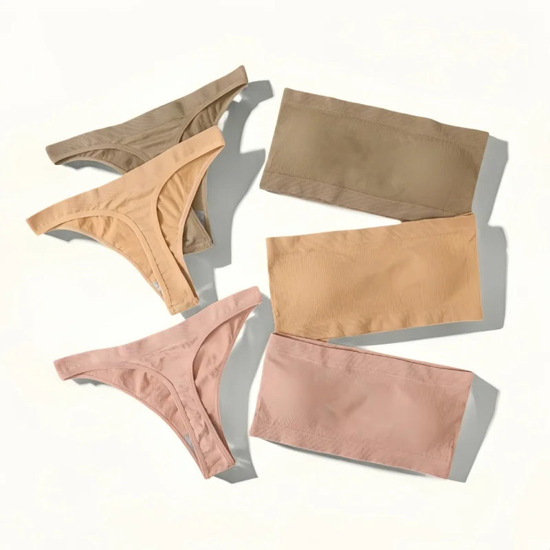 CowLost | product_id-strapless-push-up-bra-high-waist-thong-seamless-lingerie-set-for-women |1