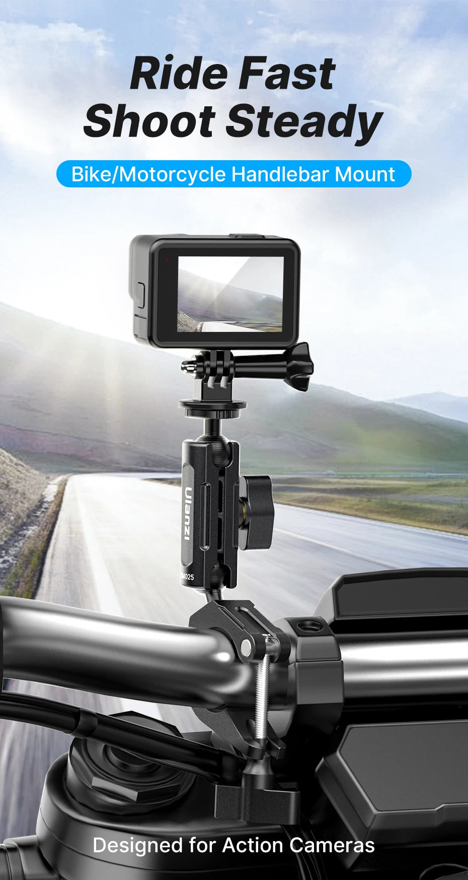 CowLost | ulanzi-cm025-action-camera-mount-for-go-pro-11-10-9-8-7-6-insta360-bicycle-motorcycle-handlebar-mount |7