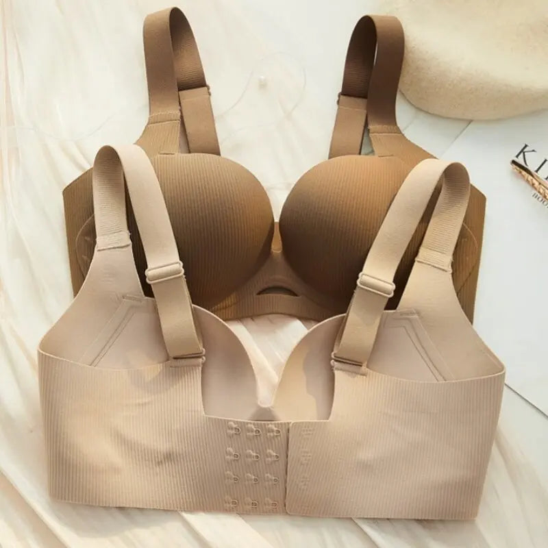 CowLost | push-up-bras-for-women-seamless-underwear-non-wired-no-rims-gathered-bra-adjustable-straps-fixed-size-cup-m-3xl-brassiere |8