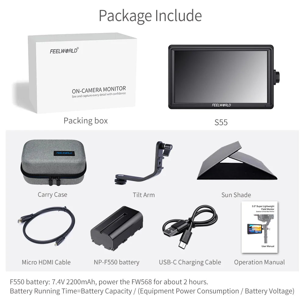CowLost | 3d-printer-accessories-feelworld-s55-6-5-4k-portable-dslr-camera-field-monitor-hdmi-output |13