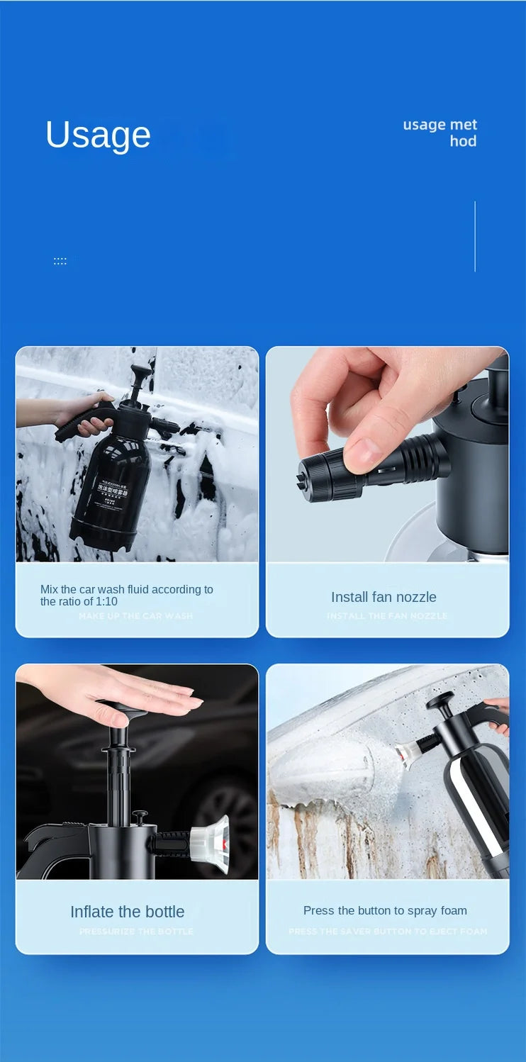 CowLost | foam-cannons-product_id-2l-hand-pump-foam-sprayer-with-3-nozzles-for-car-wash-and-window-cleaning |20