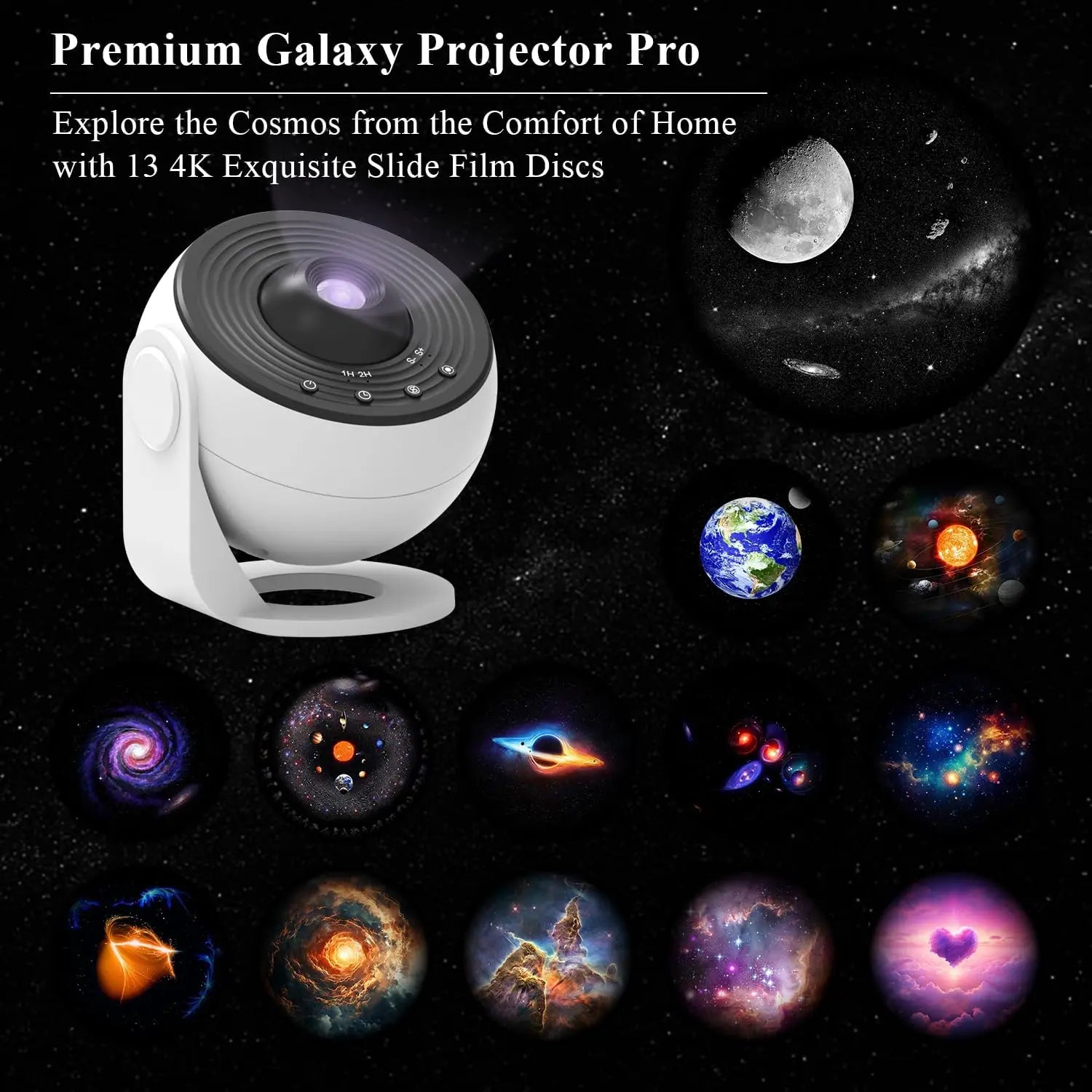13-in-1 Starry Sky 4K HD Galaxy Planetarium Projector with Timer and Nebula Night Light