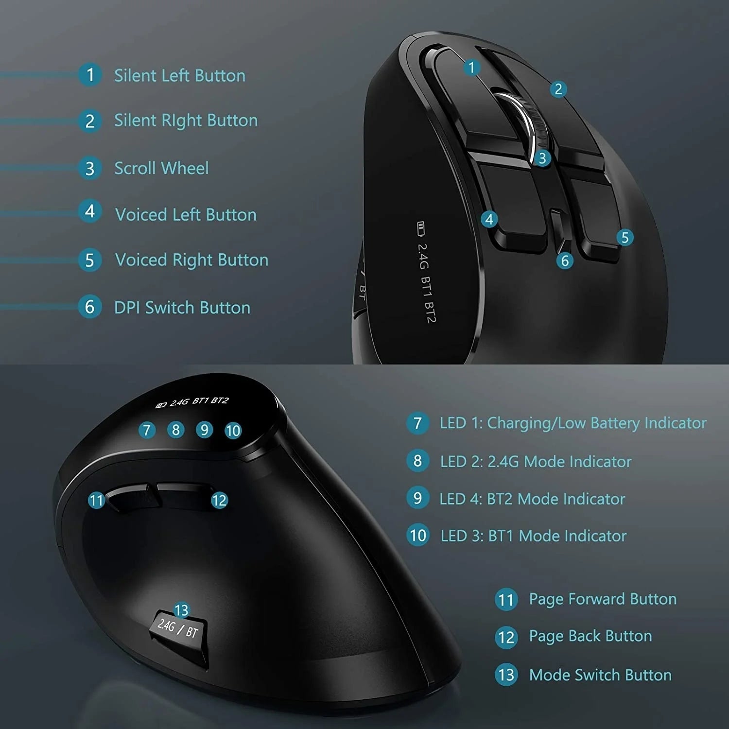 CowLost | product_id-jomaa-silent-vertical-ergonomic-bluetooth-wireless-mouse-with-dual-mode-adjustable-sensitivity |3