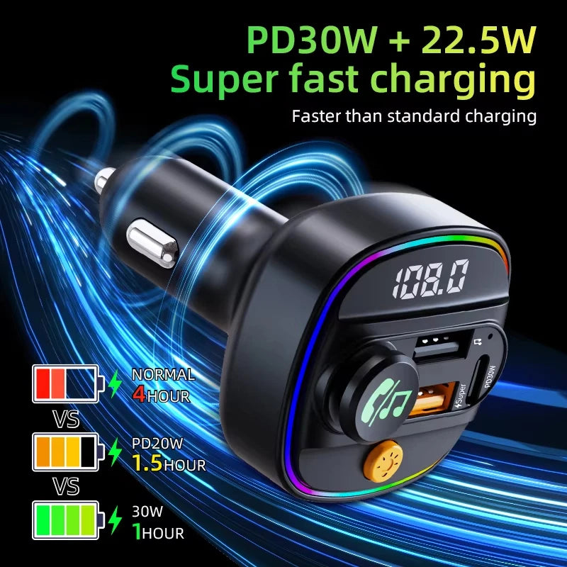 CowLost | product_id-pd30w-fast-charger-bluetooth-5-3-fm-transmitter-handsfree-car-aux-mp3-player-with-adapter |3