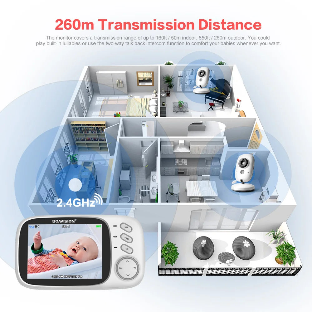 CowLost | vb603-video-baby-monitor-2-4g-wireless-with-3-2-inches-lcd-2-way-audio-talk-night-vision-surveillance-security-camera-babysitter |5