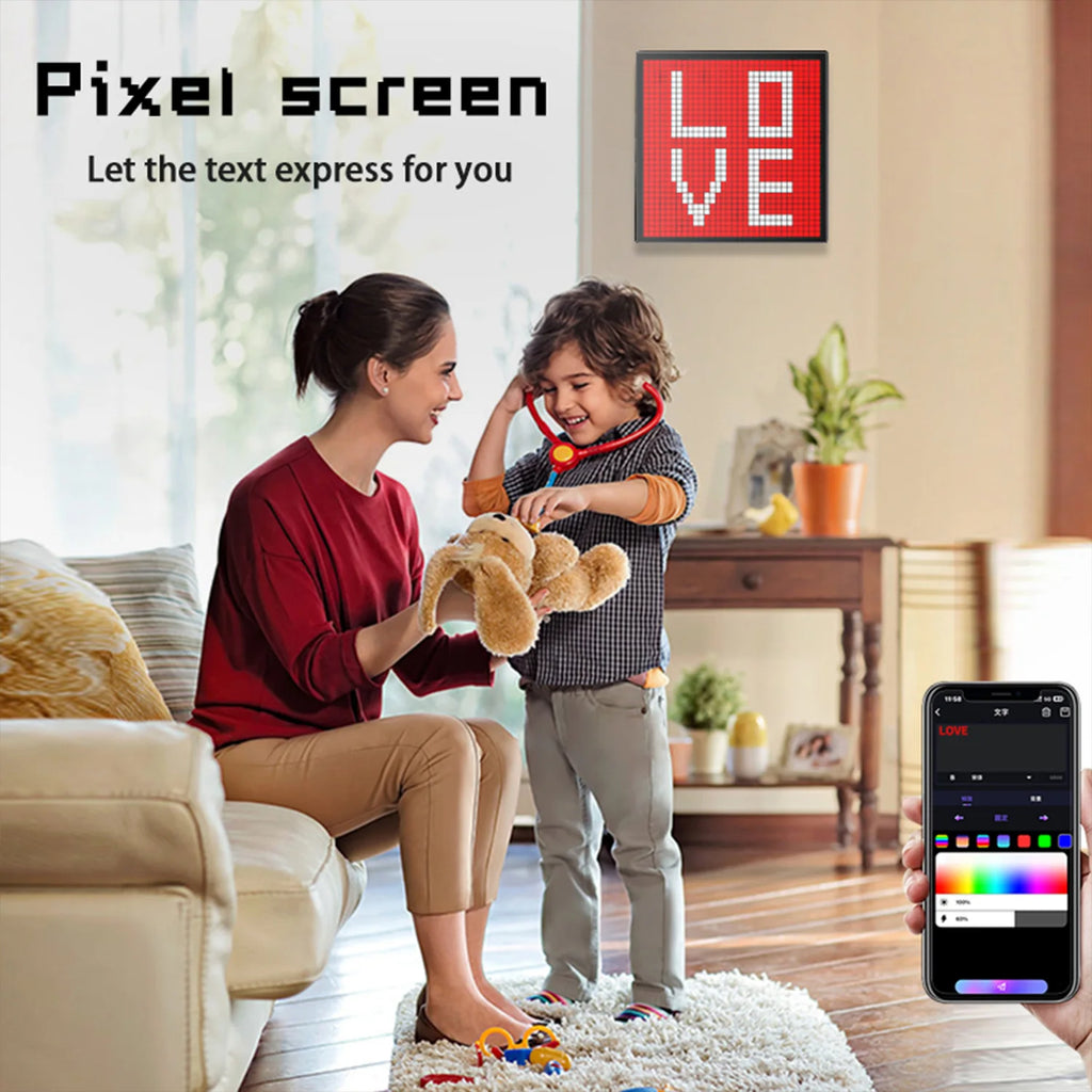 32x32 RGB USB LED Matrix Display Panel with APP Control for Text and Graphics