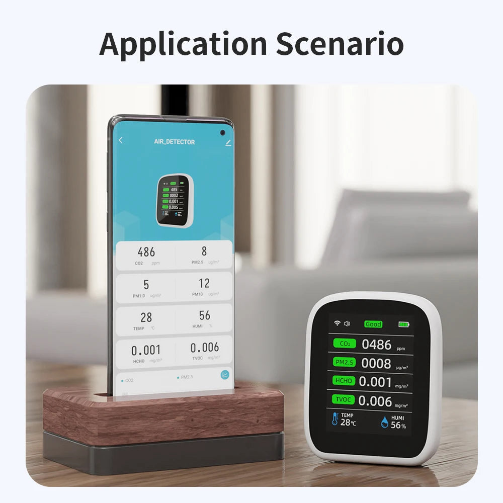 Portable WIFI Air Quality Tester with APP Control PM2.5 CO2 Temperature Humidity Meter