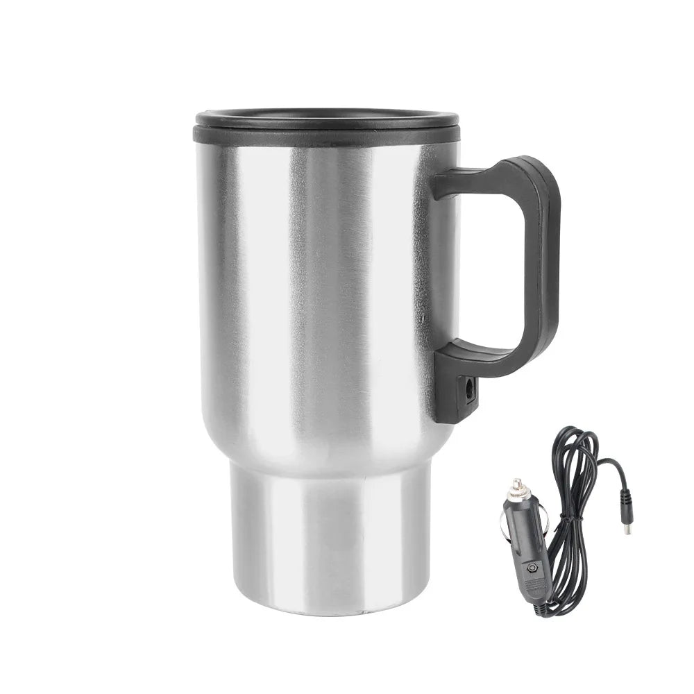 CowLost | stainless-steel-vehicle-heating-cup-12v-450ml-water-coffee-milk-thermal-mug-camping-travel-kettle-electric-heating-car-kettle |12