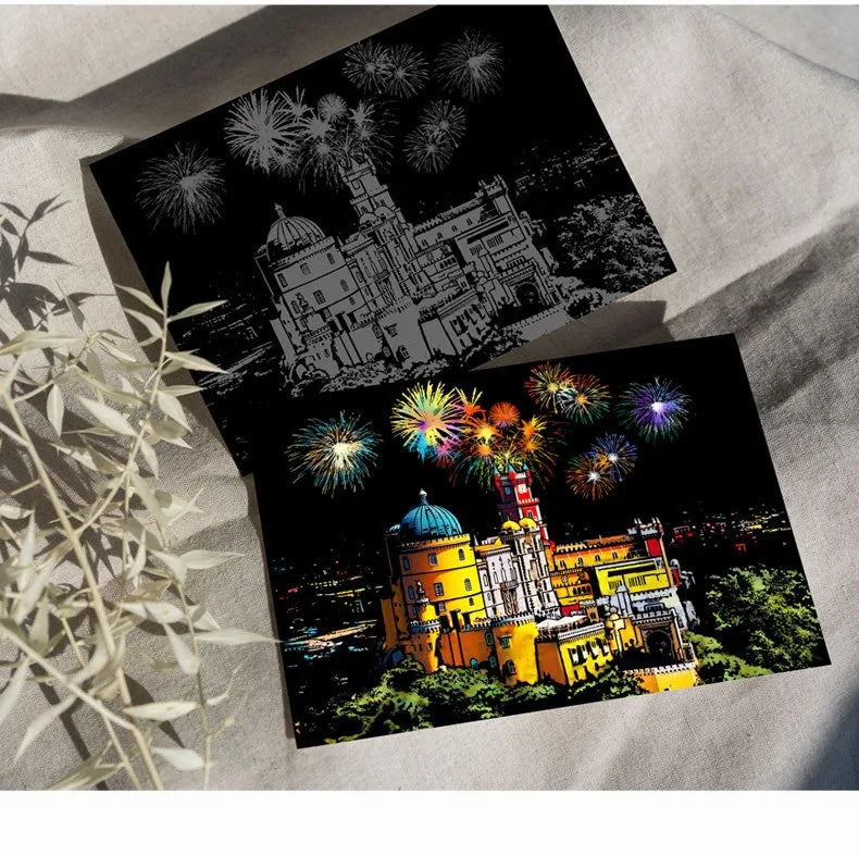 CowLost | product_id-2-pcs-diy-scratch-painting-set-famous-buildings-cityscape-night-view-40-5x28-5-cm |11