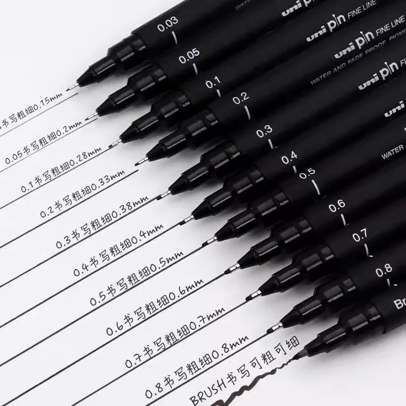 CowLost | 3-6-12pcs-japan-uni-pin-200-hook-drawing-pens-multi-specification-black-needle-pen-manga-design-drawing-stationery-art-supplies-1 |2