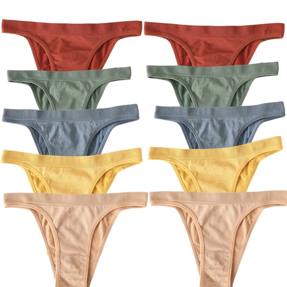CowLost | product_id-10pcs-womens-seamless-ribbed-high-leg-sports-thong-underwear-set |27