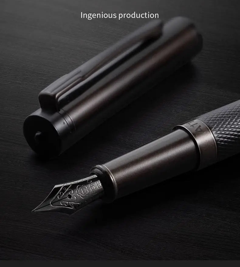 CowLost | product_id-hero-metal-fountain-pen-ef-f-nib-black-silver-tree-texture-writing-ink-pen-gift |7