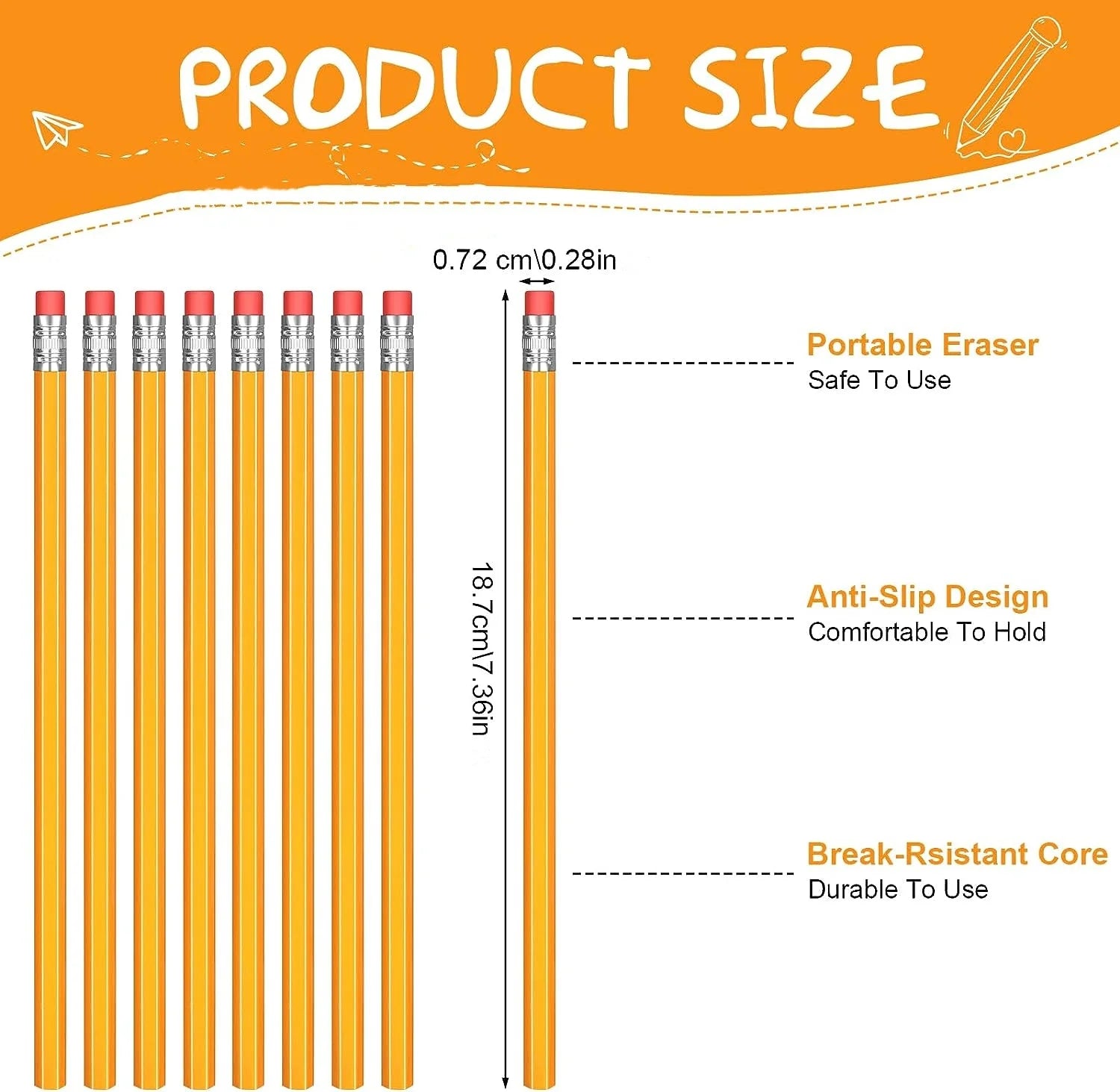 CowLost | standard-erasers-product_id-50-100-150pcs-hb-wood-cased-pencils-with-eraser-top-for-drawing-and-school-supplies |6