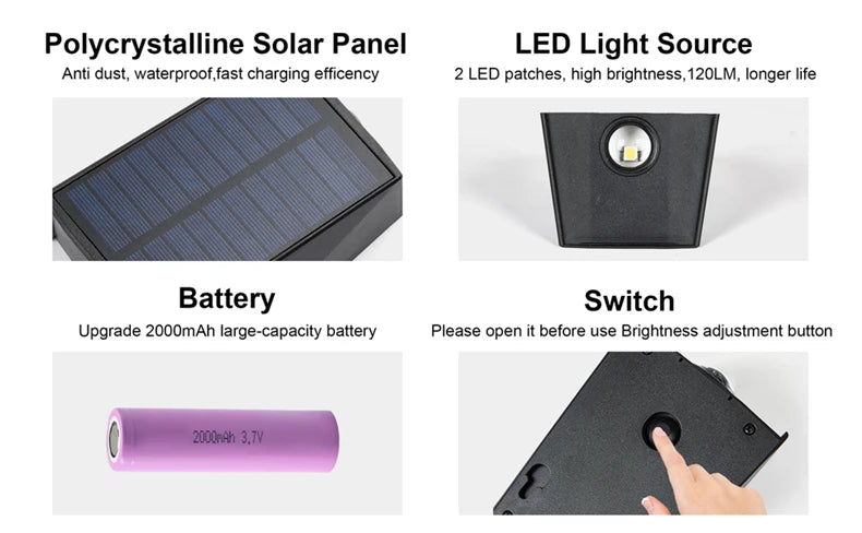 CowLost | product_id-2-led-solar-waterproof-outdoor-wall-lamps-up-down-lighting-for-garden-balcony-street-villa |14
