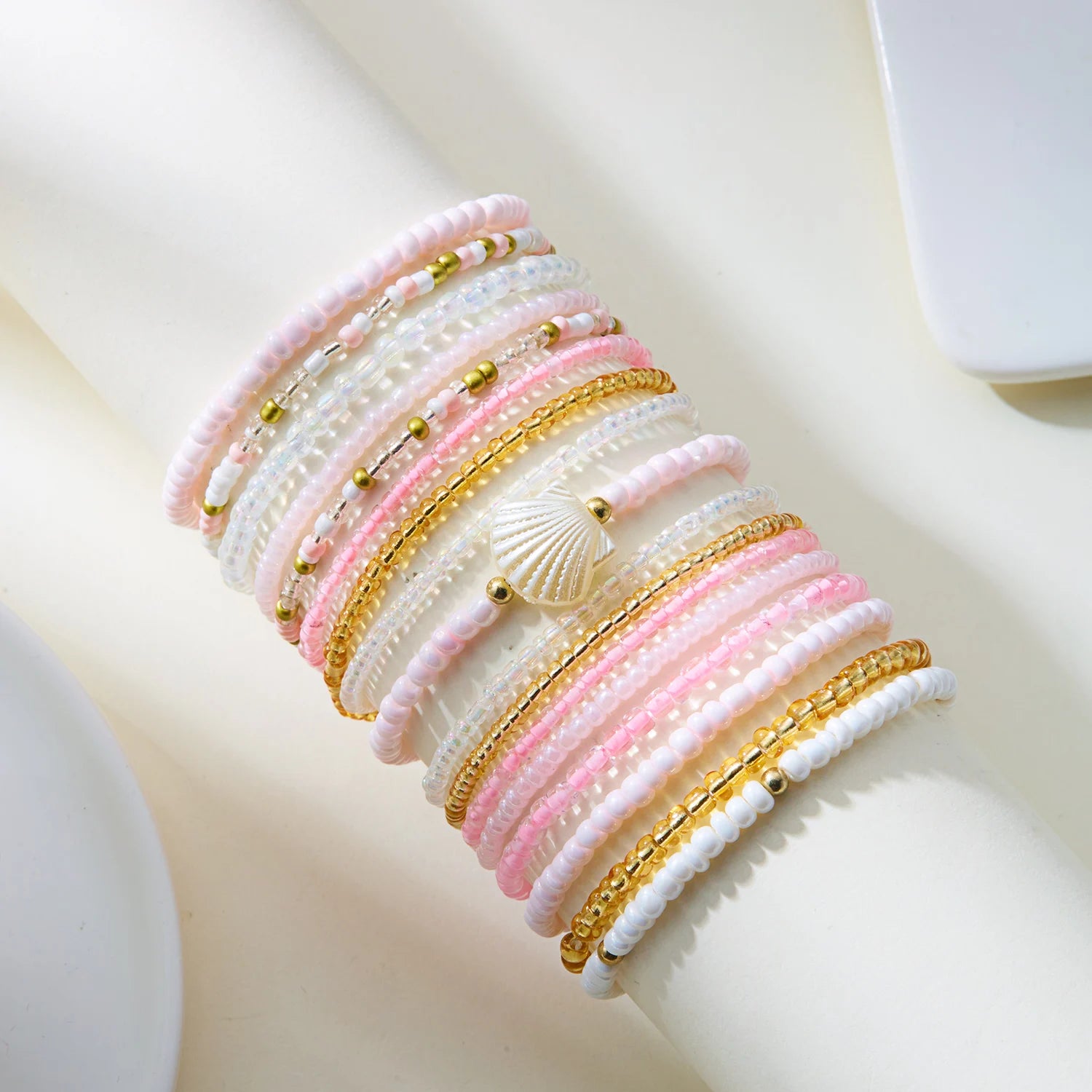 CowLost | elastic-beaded-bracelets-bohemian-colorful-beads-stretchy-strand-chain-bangle-girls-summer-beach-party-vacation-jewelry |10