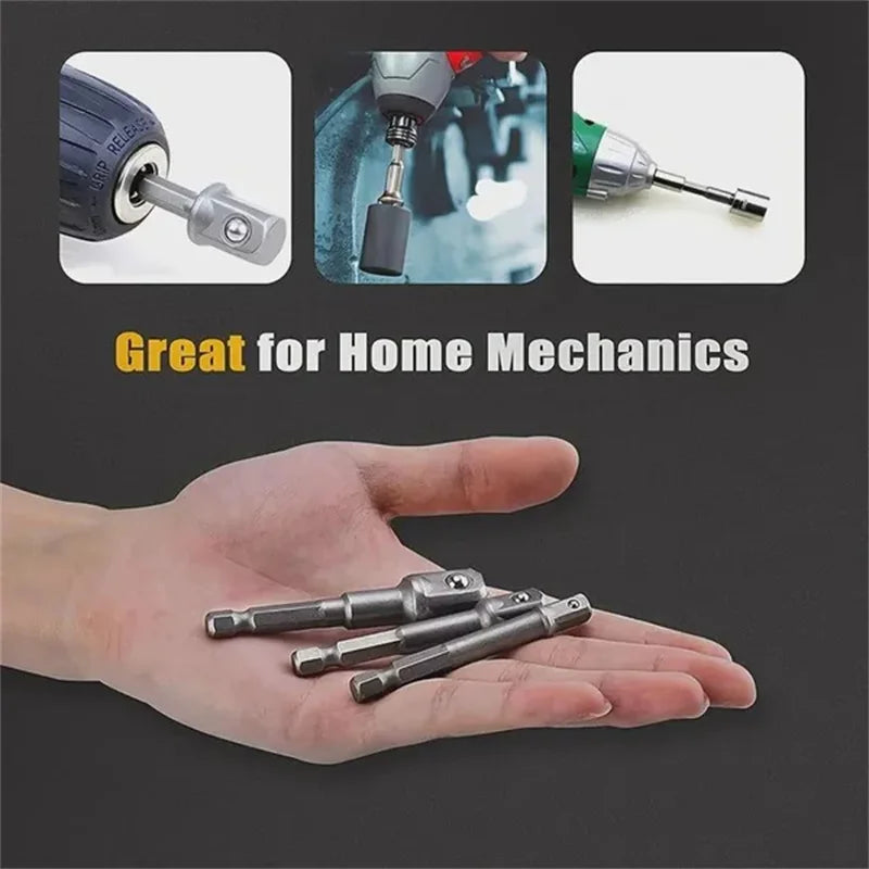 CowLost | 6pcs-set-1-23-81-4-hexagonal-handle-shank-adapter-sleeve-connection-conversion-rod-square-head-socket-extension-rod |5