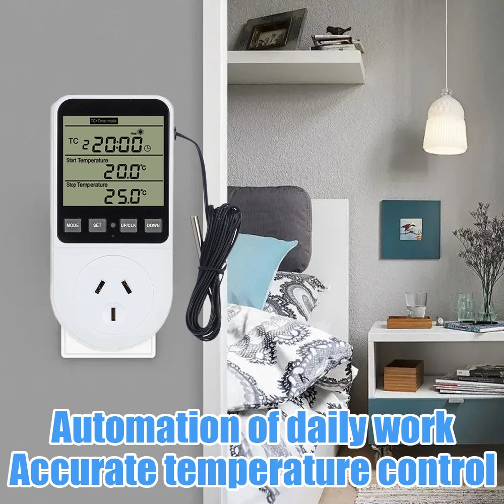 LCD Timer Socket Thermostat Temperature Controller AC110-230V for Heating Cooling