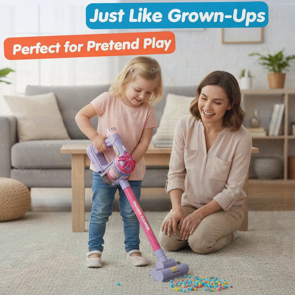 Kids Electric Vacuum Cleaner Toy Pretend Play Cleaning Set Educational Gift for Toddlers