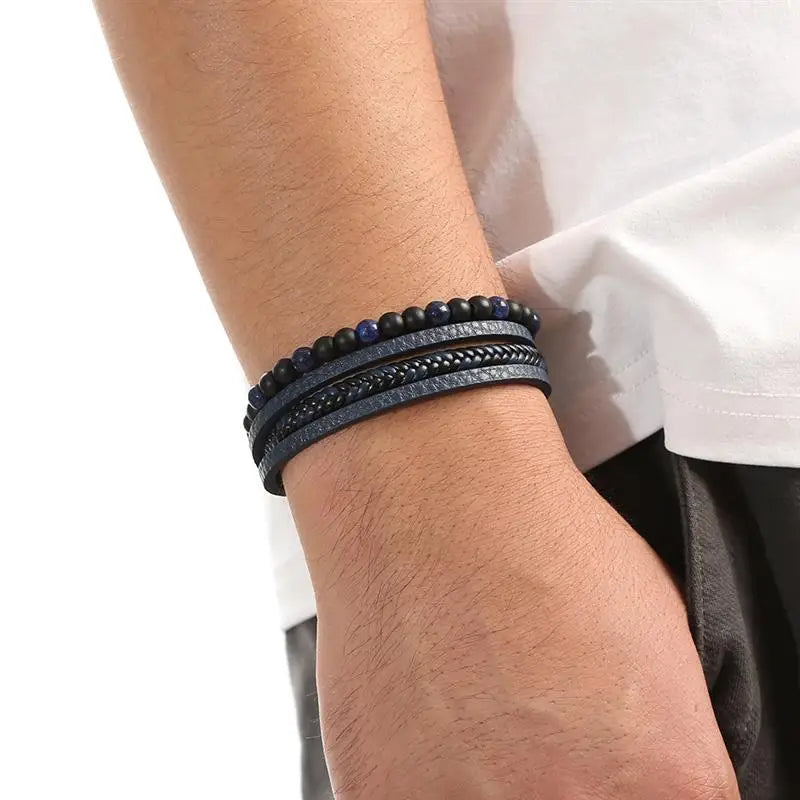 CowLost | jiayiqi-leather-bracelet-punk-hip-hop-metal-charm-tiger-eye-stone-beads-multi-layer-bracelet-for-men |11