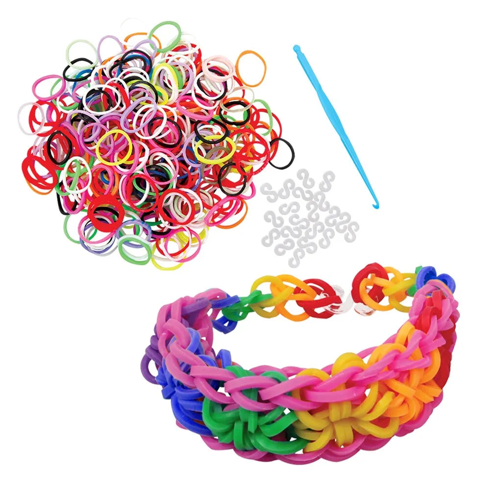 CowLost | bracelets-product_id-600pcs-color-rubber-loom-hair-ties-bands-bracelets-diy-craft-accessories-kit |5