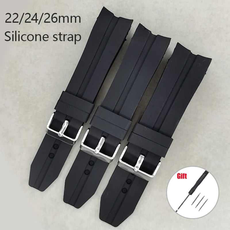 Soft Waterproof Silicone Watch Strap for Seiko & Rolex 22/24/26mm Replacement Bracelet