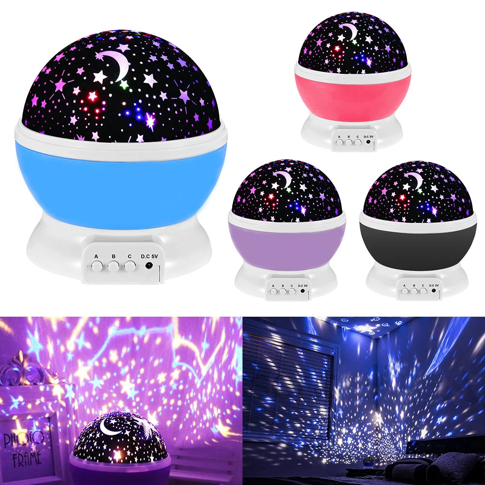 Starry Sky Night Lamp Projector Rotating Baby Nursery Moon Galaxy Table Light