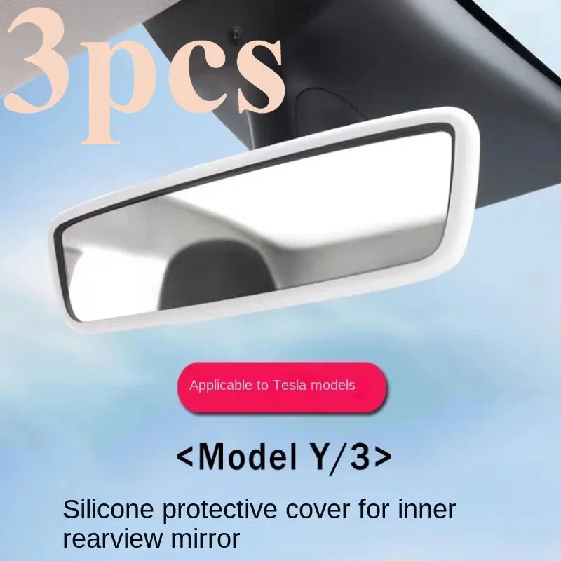 CowLost | product_id-3pcs-silicone-rearview-mirror-protectors-for-tesla-model-3-y-interior-mouldings-black-white-pink-grey |2