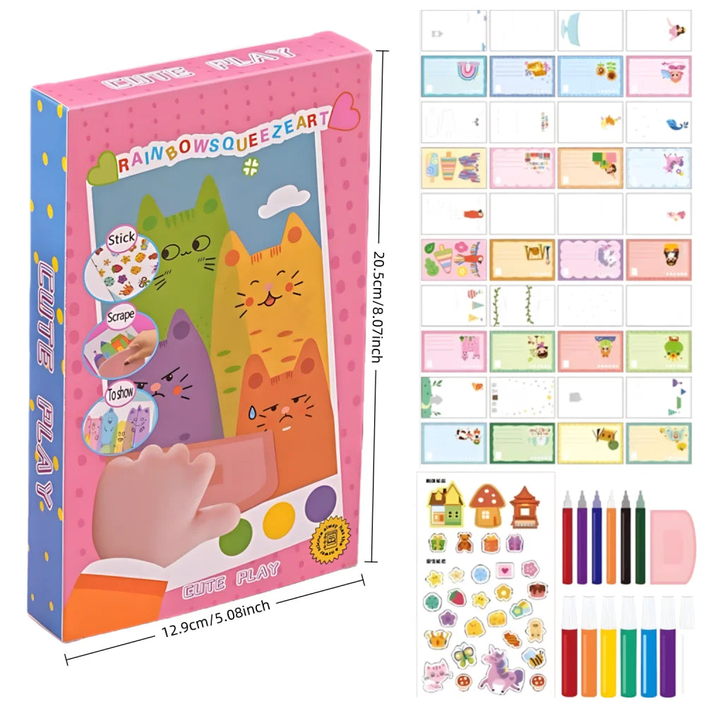 CowLost | color-mixing-tools-product_id-rainbow-magic-scratch-art-set-with-20-sheets-7-color-tools-stickers-creative-christmas-gift |8